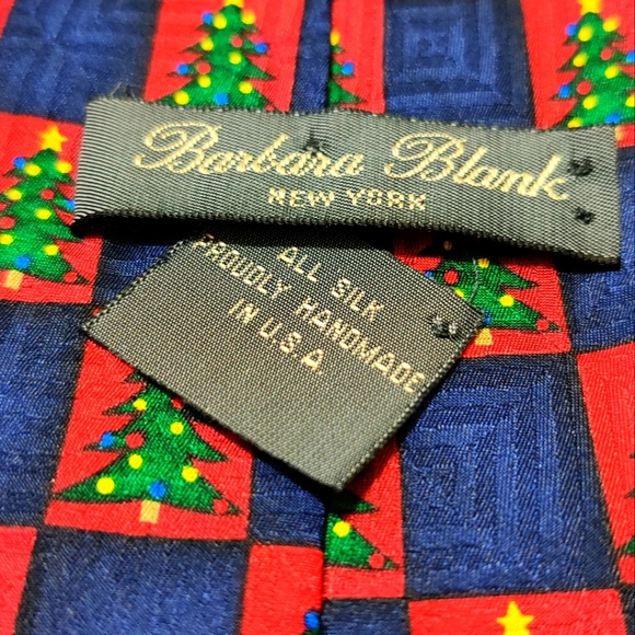 Barbara Blank Silk Christmas Tree Neck Tie - Picture 2 of 10